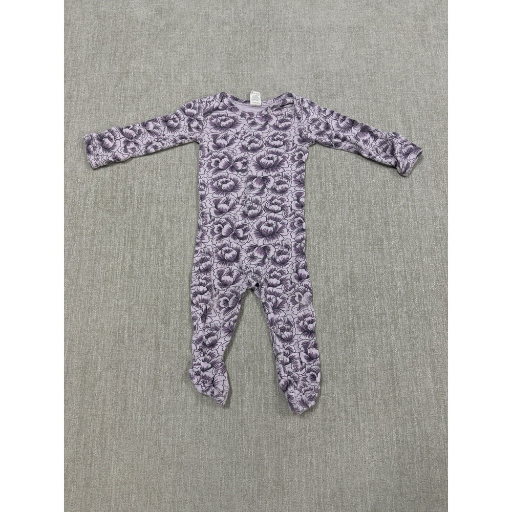 Kate Quinn Purple Floral Bamboo Button Snap Footie Size 6-9 Months Pajama